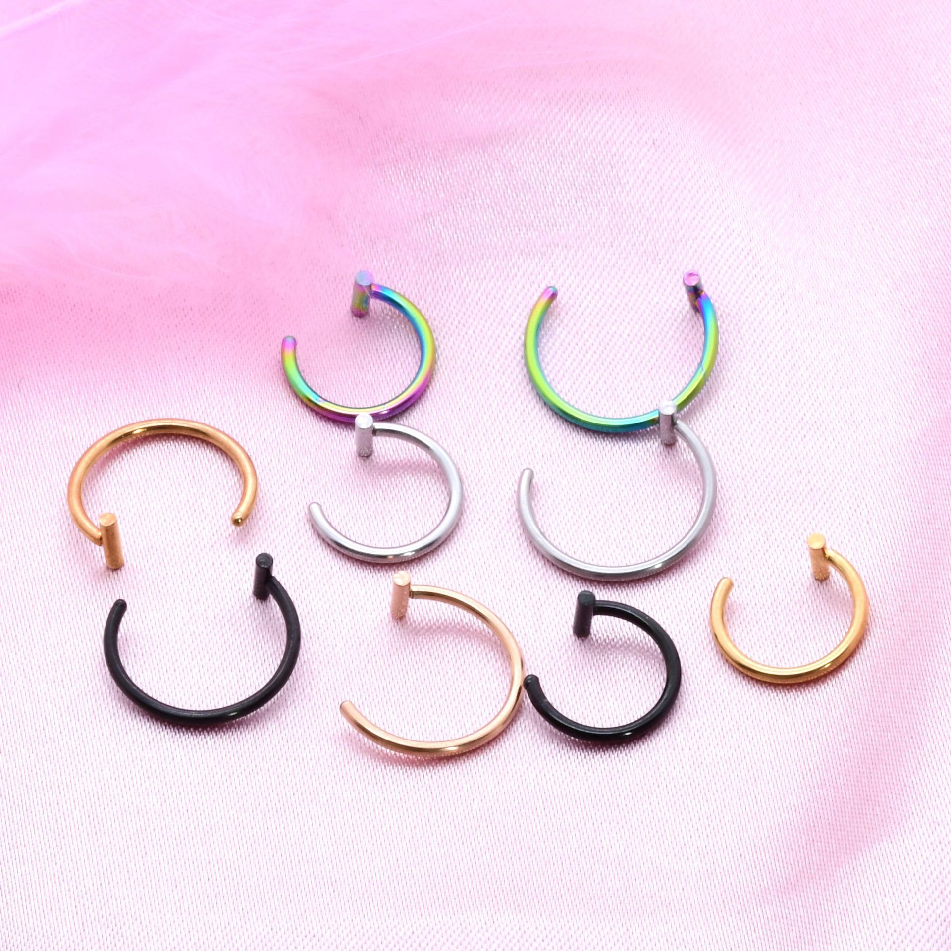 Horizontal Bar C-Shaped Nose Ring, Non-Pierced Septum Jewelry